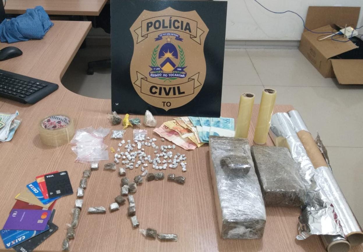 Em Araguaína, Polícia Civil prende casal suspeito por tráfico de drogas e apreende mais de 2kg de entorpecentes