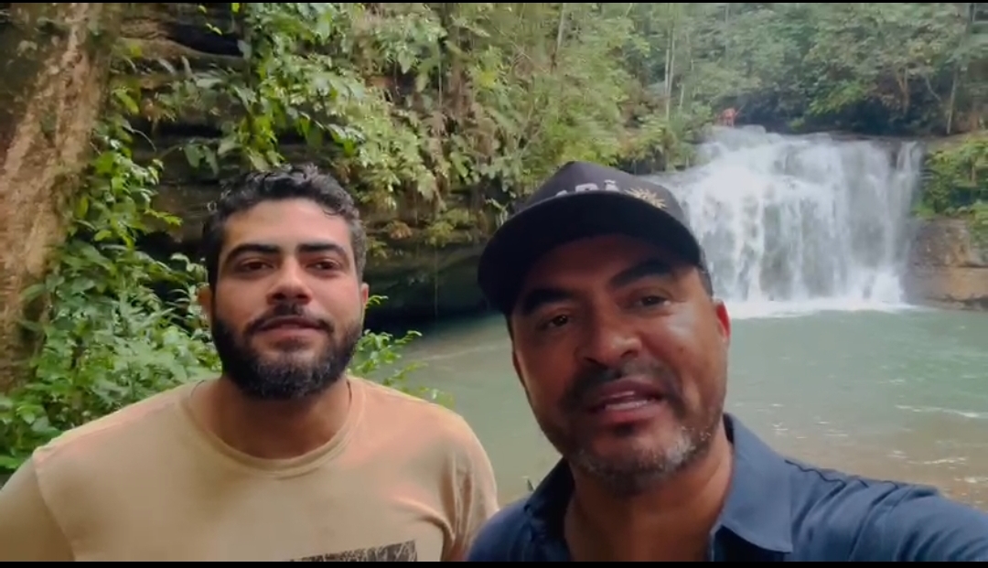 Governador Wanderlei visita cachoeiras de Taquaruçu e faz vídeo com cantor Henrique, da dupla Henrique e Juliano