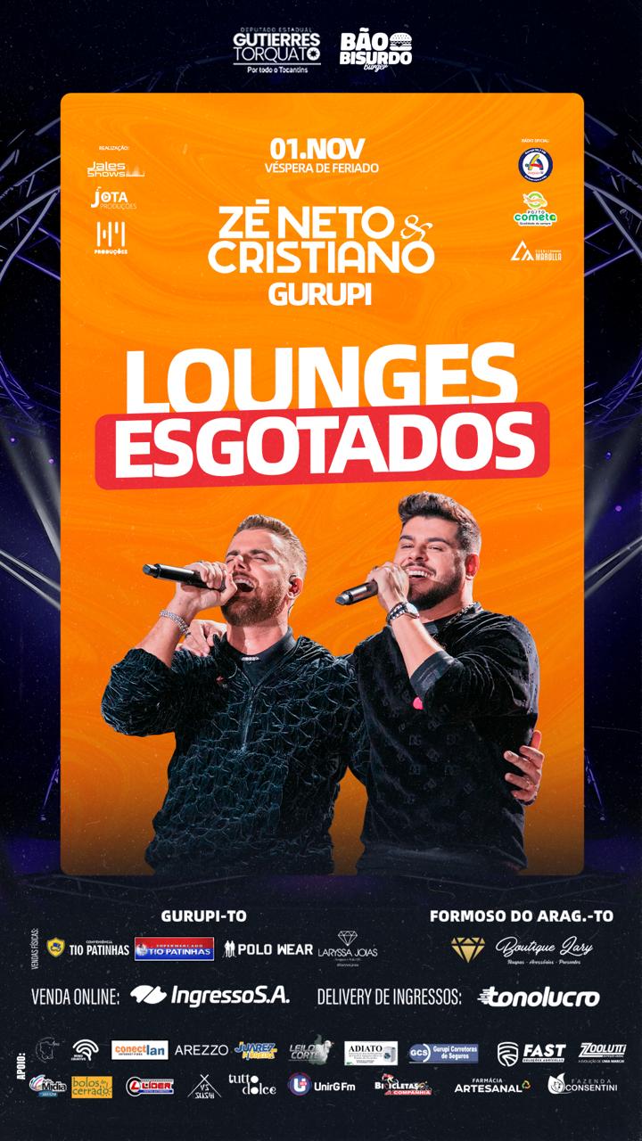 Lounge esgotado para o Show de João Neto e Cristiano em Gurupi