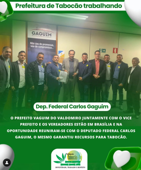 Deputado Gaguim assegura recursos em reunião com Prefeito Vaguim de Tabocão